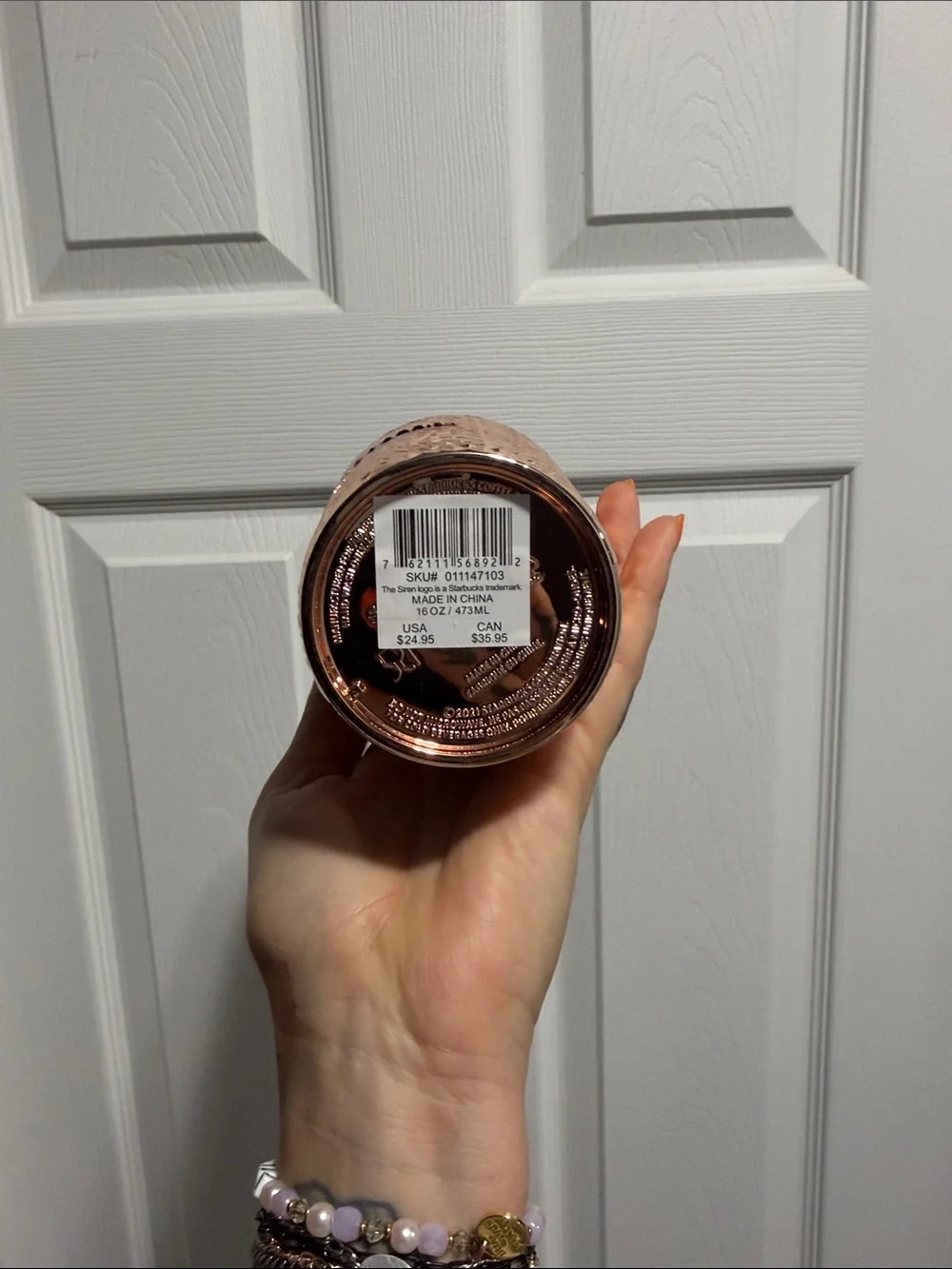 Starbucks Rose Gold 16 Oz Studded Tumbler with Straw
